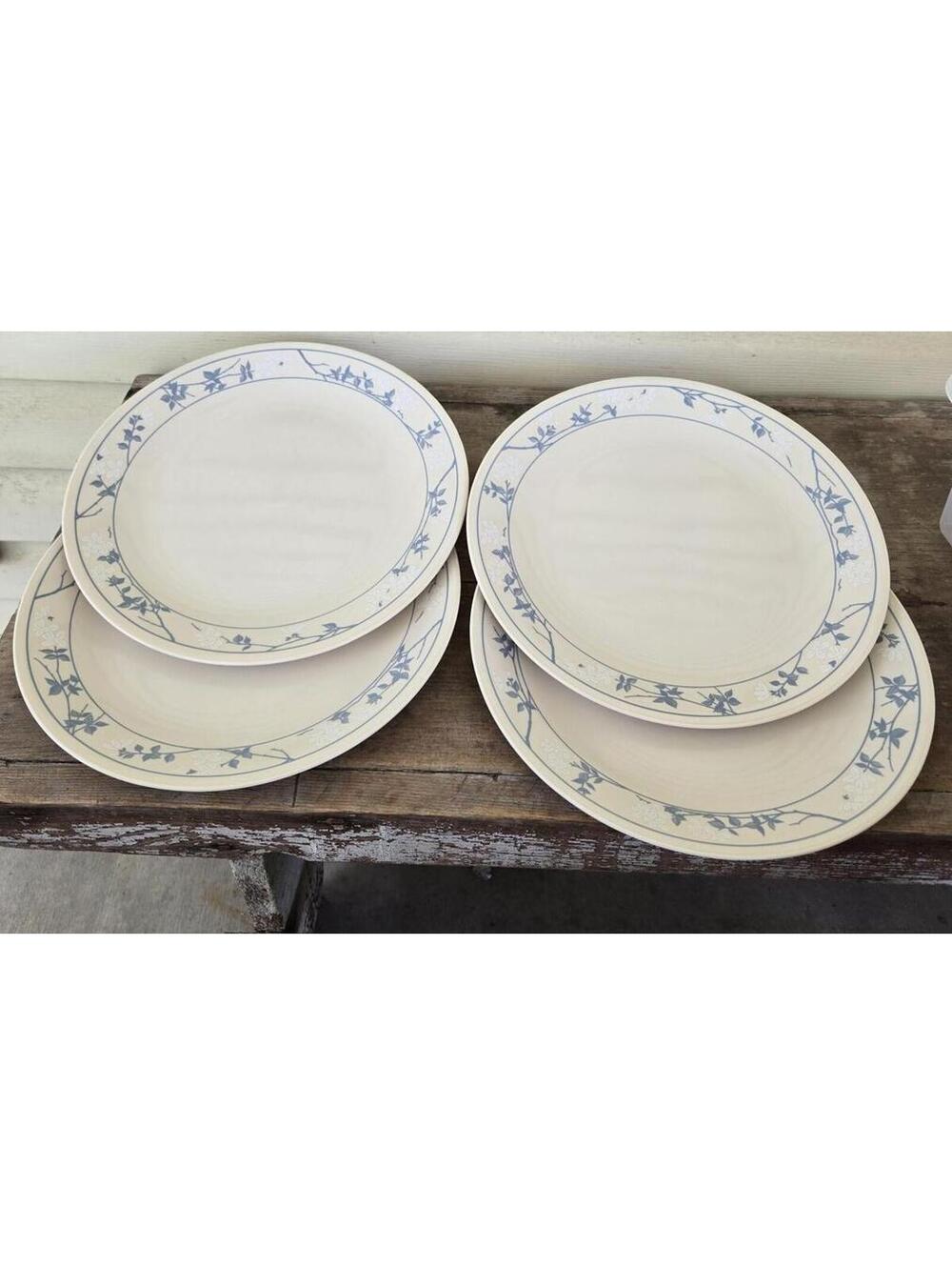 4 Corelle First of Spring Beige CorningWare 10" dinner plates